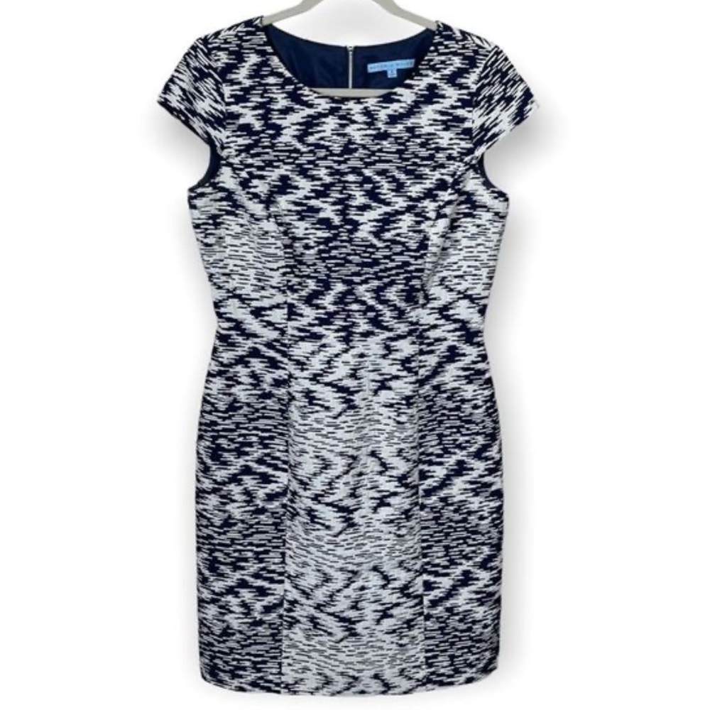Tahari blue & white print dress